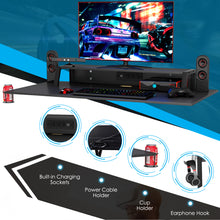 Load image into Gallery viewer, Gymax Gaming Desk&Massage Gaming Chair Set w/ Footrest Monitor Shelf Power Strip Red