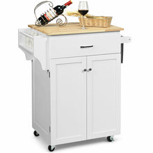 Load image into Gallery viewer, Gymax Rolling Kitchen Island Utility Kitchen Cart Storage Cabinet Brown/White