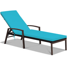 Load image into Gallery viewer, Gymax Adjustable Rattan Chaise Recliner Lounge Chair Patio Outdoor w/ Turquoise Cushion