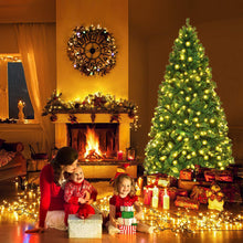 Load image into Gallery viewer, Gymax 7.5FT Pre-Lit Christmas Tree Hinged Artificial Tree w/ Metal Stand LED Lights