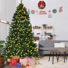 Load image into Gallery viewer, Gymax 7.5FT Pre-Lit Christmas Tree Hinged Artificial Tree w/ Metal Stand LED Lights