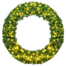 Load image into Gallery viewer, Gymax 48'' Pre-Lit Artificial Christmas Wreath Holiday Decoration w/ LED Lights
