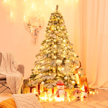 Load image into Gallery viewer, Gymax 6ft Artificial Christmas Tree Snow Flocked Hinged Pine Tree w/ Metal Stand