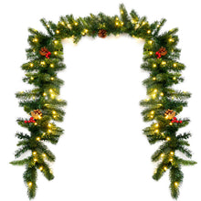 Load image into Gallery viewer, Gymax 9FT Pre-lit Christmas Decoration Garland Indoor Outdoor w/ LED Lights Timer