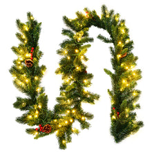 Load image into Gallery viewer, Gymax 9FT Pre-lit Christmas Decoration Garland Indoor Outdoor w/ LED Lights Timer