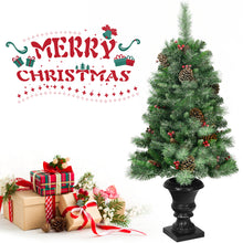 Load image into Gallery viewer, Gymax 4FT Pathway Christmas Tree Artificial Xmas Tree w/ Pine Cones Red Berries