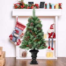 Load image into Gallery viewer, Gymax 4FT Pathway Christmas Tree Artificial Xmas Tree w/ Pine Cones Red Berries