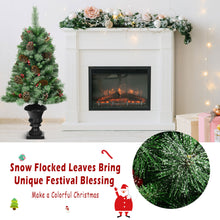Load image into Gallery viewer, Gymax 4FT Pathway Christmas Tree Artificial Xmas Tree w/ Pine Cones Red Berries