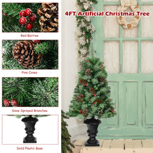 Load image into Gallery viewer, Gymax 4FT Pathway Christmas Tree Artificial Xmas Tree w/ Pine Cones Red Berries