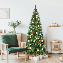 Load image into Gallery viewer, Gymax 8Ft Christmas Tree Artificial Hinged Tree w/ Pine Cones Metal Stand