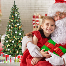 Load image into Gallery viewer, Gymax 8Ft Christmas Tree Artificial Hinged Tree w/ Pine Cones Metal Stand