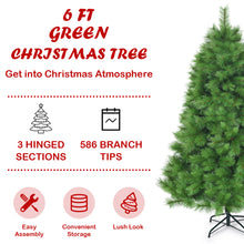 Load image into Gallery viewer, Gymax 6Ft Christmas Tree Artificial Hinged Tree w/ Metal Stand 586 Branch Tips
