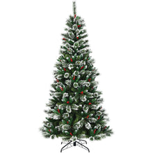 Load image into Gallery viewer, Gymax 8 FT Artificial Christmas Tree Snow Flocked Hinged Tree w/ Red Berries