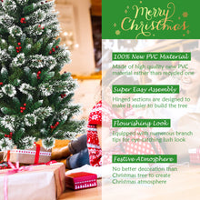 Load image into Gallery viewer, Gymax 8 FT Artificial Christmas Tree Snow Flocked Hinged Tree w/ Red Berries
