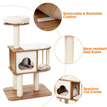 Load image into Gallery viewer, Gymax 46'' Modern Wooden Cat Tree with Platform & Washable Cushions for Kittens & Cats