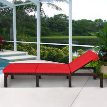 Load image into Gallery viewer, Gymax Adjustable Patio Rattan Chaise Lounge Chair Recliner Outdoor w/ Red Cushion