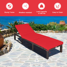 Load image into Gallery viewer, Gymax 2PCS Adjustable Patio Rattan Chaise Lounge Chair Recliner Outdoor w/ Red Cushion