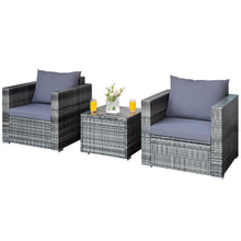 Load image into Gallery viewer, Gymax 3PCS Rattan Patio Conversation Set Outdoor Furniture Set w/ Table Cushion