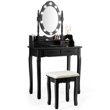 Load image into Gallery viewer, Gymax Makeup Vanity Dressing Table Set w/10 Dimmable Bulbs Cushioned Stool
