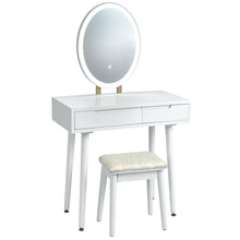 Load image into Gallery viewer, Gymax Makeup Vanity Dressing Table Set w/ Touch Screen Padded Stool Black/White/Gray