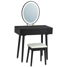 Load image into Gallery viewer, Gymax Makeup Vanity Dressing Table Set w/ Touch Screen Padded Stool Black/White/Gray