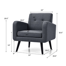 Load image into Gallery viewer, Gymax 2PCS Accent Armchair Single Sofa Chair Home Office w/ Wooden Legs Gray