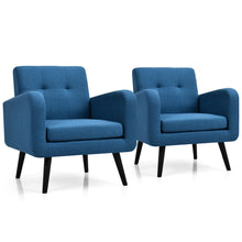 Load image into Gallery viewer, Gymax 2PCS Accent Armchair Single Sofa Chair Home Office w/ Wooden Legs Blue