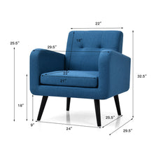 Load image into Gallery viewer, Gymax 2PCS Accent Armchair Single Sofa Chair Home Office w/ Wooden Legs Blue