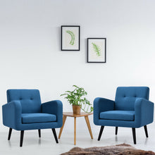 Load image into Gallery viewer, Gymax 2PCS Accent Armchair Single Sofa Chair Home Office w/ Wooden Legs Blue