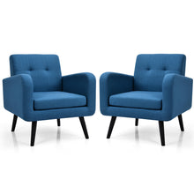 Load image into Gallery viewer, Gymax 2PCS Accent Armchair Single Sofa Chair Home Office w/ Wooden Legs Blue
