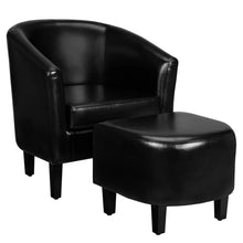 Load image into Gallery viewer, Gymax Modern Accent Tub Chair&Ottoman Set Leather Upholstered Single Sofa Chair Black