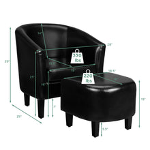 Load image into Gallery viewer, Gymax Modern Accent Tub Chair&Ottoman Set Leather Upholstered Single Sofa Chair Black