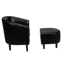 Load image into Gallery viewer, Gymax Modern Accent Tub Chair&Ottoman Set Leather Upholstered Single Sofa Chair Black