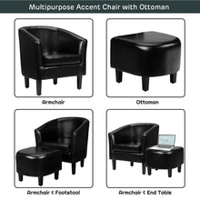 Load image into Gallery viewer, Gymax Modern Accent Tub Chair&Ottoman Set Leather Upholstered Single Sofa Chair Black