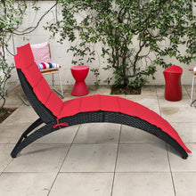 Load image into Gallery viewer, Gymax 2PCS Foldable Rattan Wicker Chaise Lounge Chair w/ Red Cushion Patio Outdoor