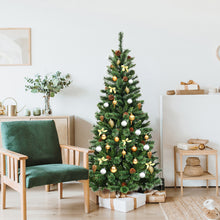 Load image into Gallery viewer, Gymax 7Ft Christmas Tree Artificial Hinged Tree w/ Pine Cones Metal Stand