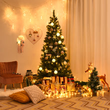 Load image into Gallery viewer, Gymax 7Ft Christmas Tree Artificial Hinged Tree w/ Pine Cones Metal Stand