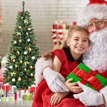 Load image into Gallery viewer, Gymax 7Ft Christmas Tree Artificial Hinged Tree w/ Pine Cones Metal Stand