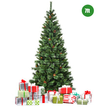 Load image into Gallery viewer, Gymax 7Ft Christmas Tree Artificial Hinged Tree w/ Pine Cones Metal Stand