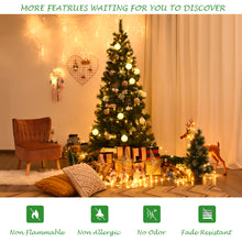 Load image into Gallery viewer, Gymax 7Ft Christmas Tree Artificial Hinged Tree w/ Pine Cones Metal Stand