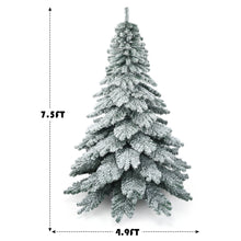 Load image into Gallery viewer, Gymax 7.5ft Artificial Christmas Tree Snow Flocked Hinged Pine Tree w/ Metal Stand