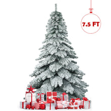 Load image into Gallery viewer, Gymax 7.5ft Artificial Christmas Tree Snow Flocked Hinged Pine Tree w/ Metal Stand