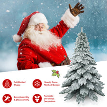 Load image into Gallery viewer, Gymax 7.5ft Artificial Christmas Tree Snow Flocked Hinged Pine Tree w/ Metal Stand