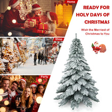 Load image into Gallery viewer, Gymax 7.5ft Artificial Christmas Tree Snow Flocked Hinged Pine Tree w/ Metal Stand