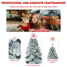 Load image into Gallery viewer, Gymax 7.5ft Artificial Christmas Tree Snow Flocked Hinged Pine Tree w/ Metal Stand