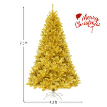Load image into Gallery viewer, Gymax 7.5FT Tinsel Christmas Tree Artificial Hinged w/ Metal Stand Champagne Gold