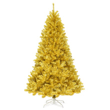 Load image into Gallery viewer, Gymax 7.5FT Tinsel Christmas Tree Artificial Hinged w/ Metal Stand Champagne Gold