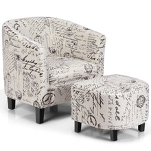 Load image into Gallery viewer, Gymax Barrel Modern Accent Tub Upholstered Chair French Print w/ Ottoman