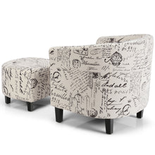 Load image into Gallery viewer, Gymax Barrel Modern Accent Tub Upholstered Chair French Print w/ Ottoman