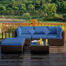 Load image into Gallery viewer, Gymax 5PC Rattan Patio Conversation Set Outdoor Furniture Set w/ Ottoman Cushion